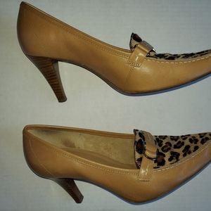Franco Sarto Leopard Designed Leather Heels